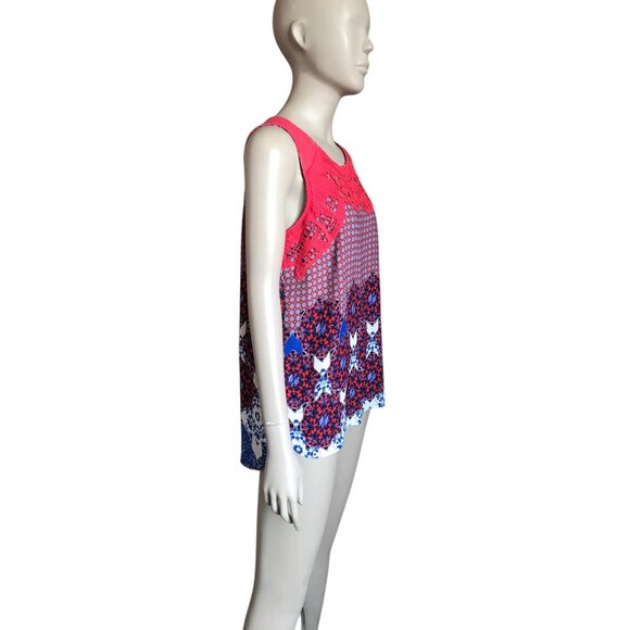 Pale Sky Red, Blue and White Patterned Tank Top - Picture 3 of 5